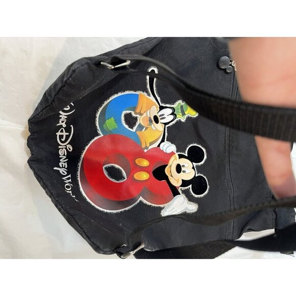 Walt Disney World Backpack Micky Mouse Printed Black Canvas Fabric - Picture 11 of 13